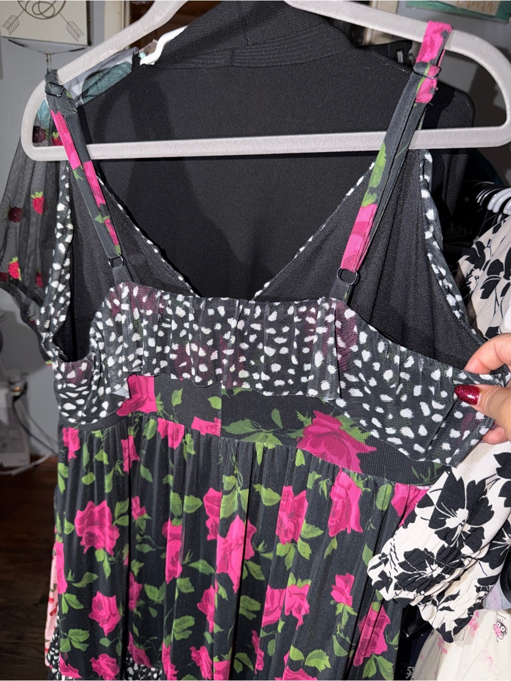 torrid x Betsy Johnson Black Maxi Dress with Pink Rose Print - Picture 4 of 5